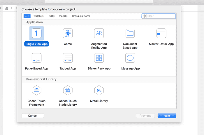 Start by going to File > New > Project